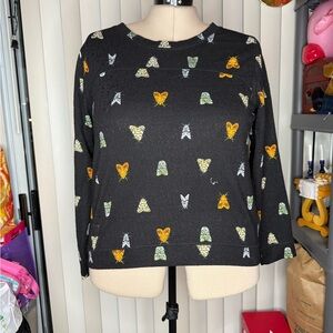 H&m Black Sweater with Colorful moth Print size L